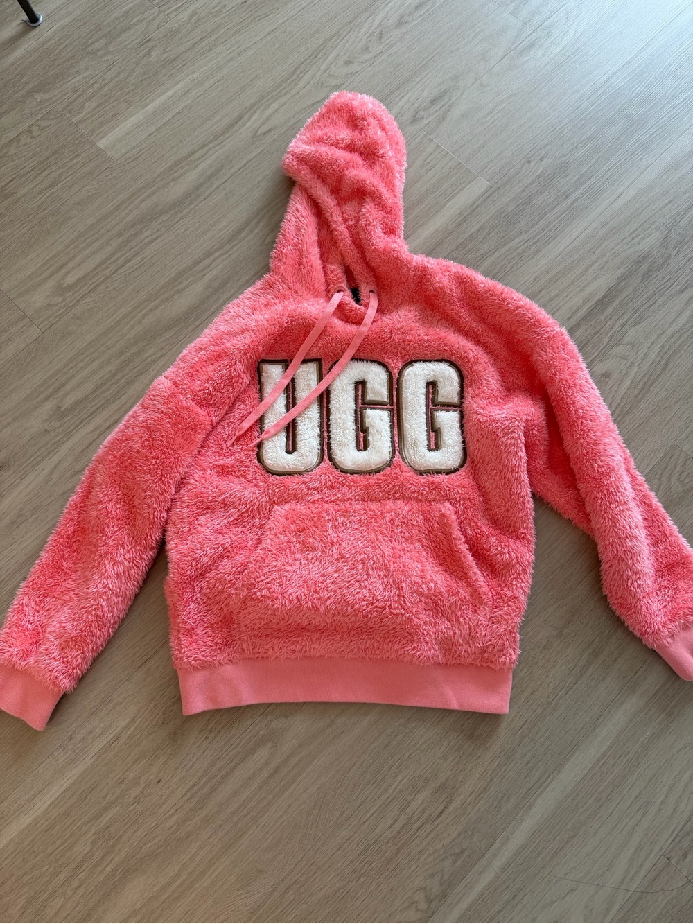 UGG women Pink Plush Sherpa Hoodie with Logo